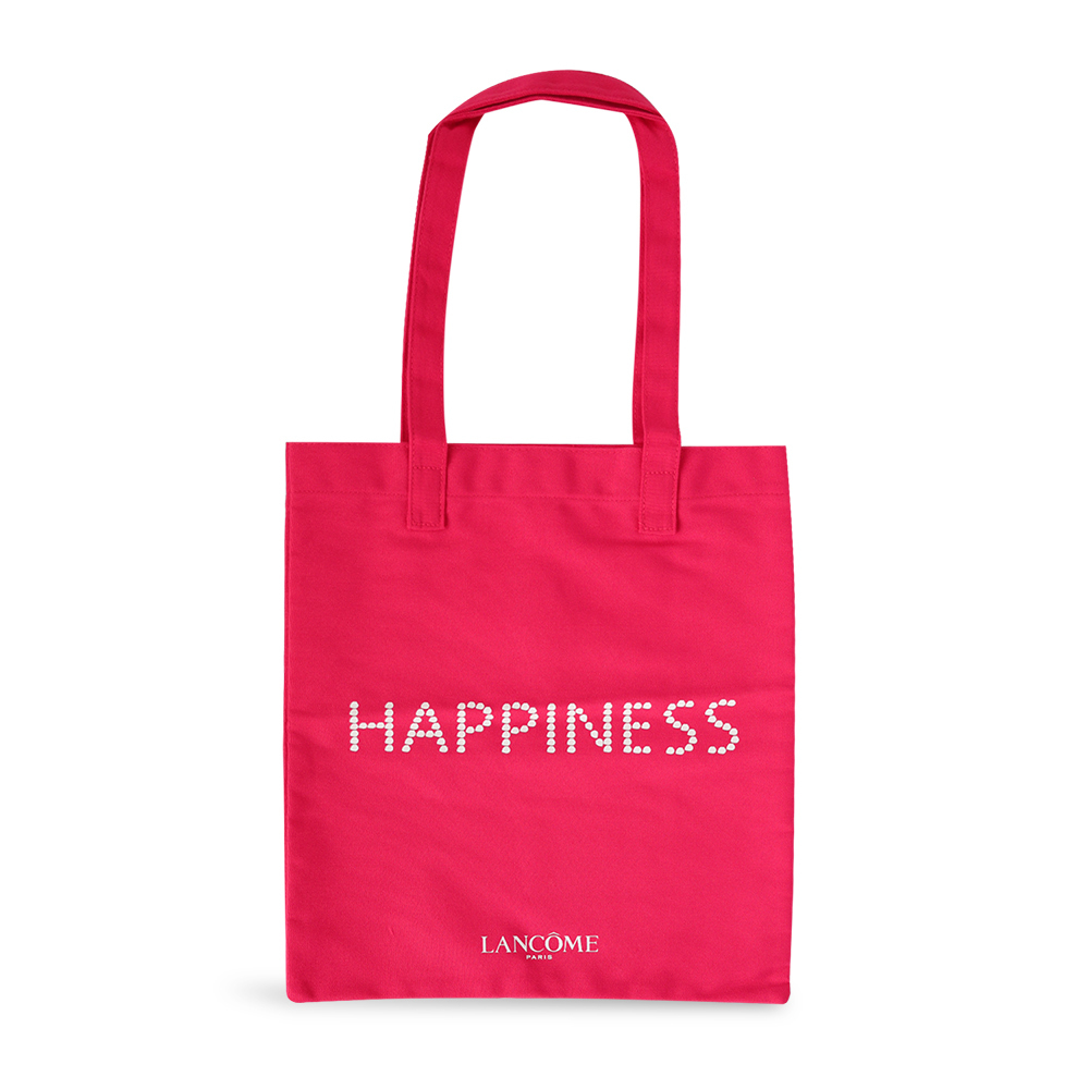 LANCOME 蘭蔻 幸福玩美帆布袋(桃紅)(34.2X39.8cm)