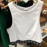 [S] WHO.A.U LETTER BANDING RIBBED TANK TOP,IVORY, WHRND2525F-00-IVORY (SWAU244)