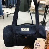 [S] WHO.A.U DENIM CYLINDRICAL TOTE BAG,DARK INDIGO, WHBGD4992A-00-DARK INDIGO (SWAU248)