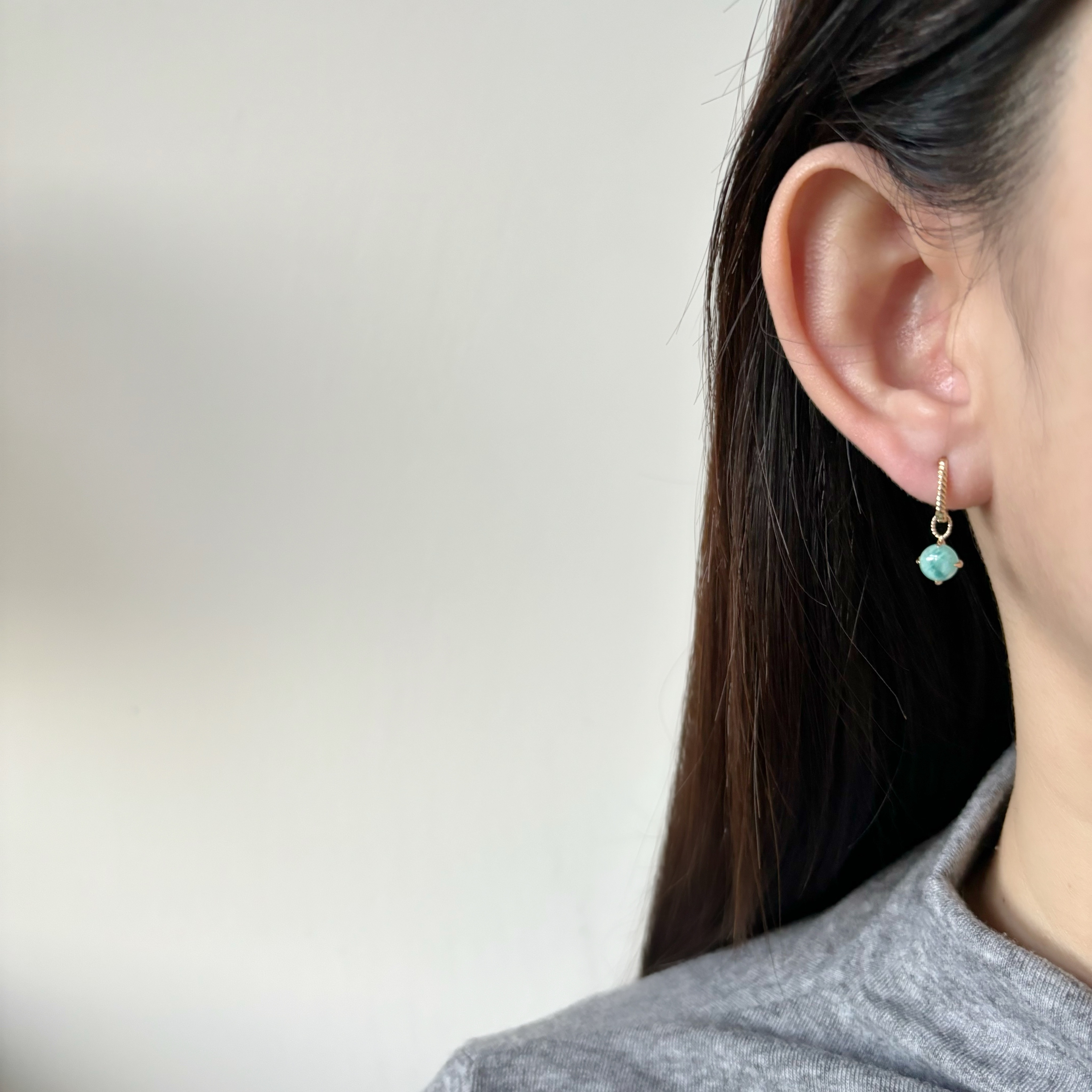 14k頂級爪鑲天河石耳墜