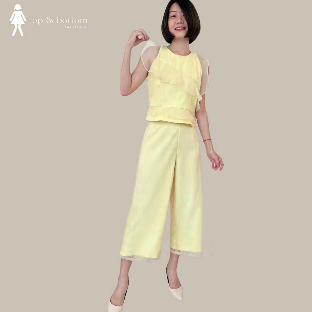 ORGANZA FRILLS CROP BLOUSE