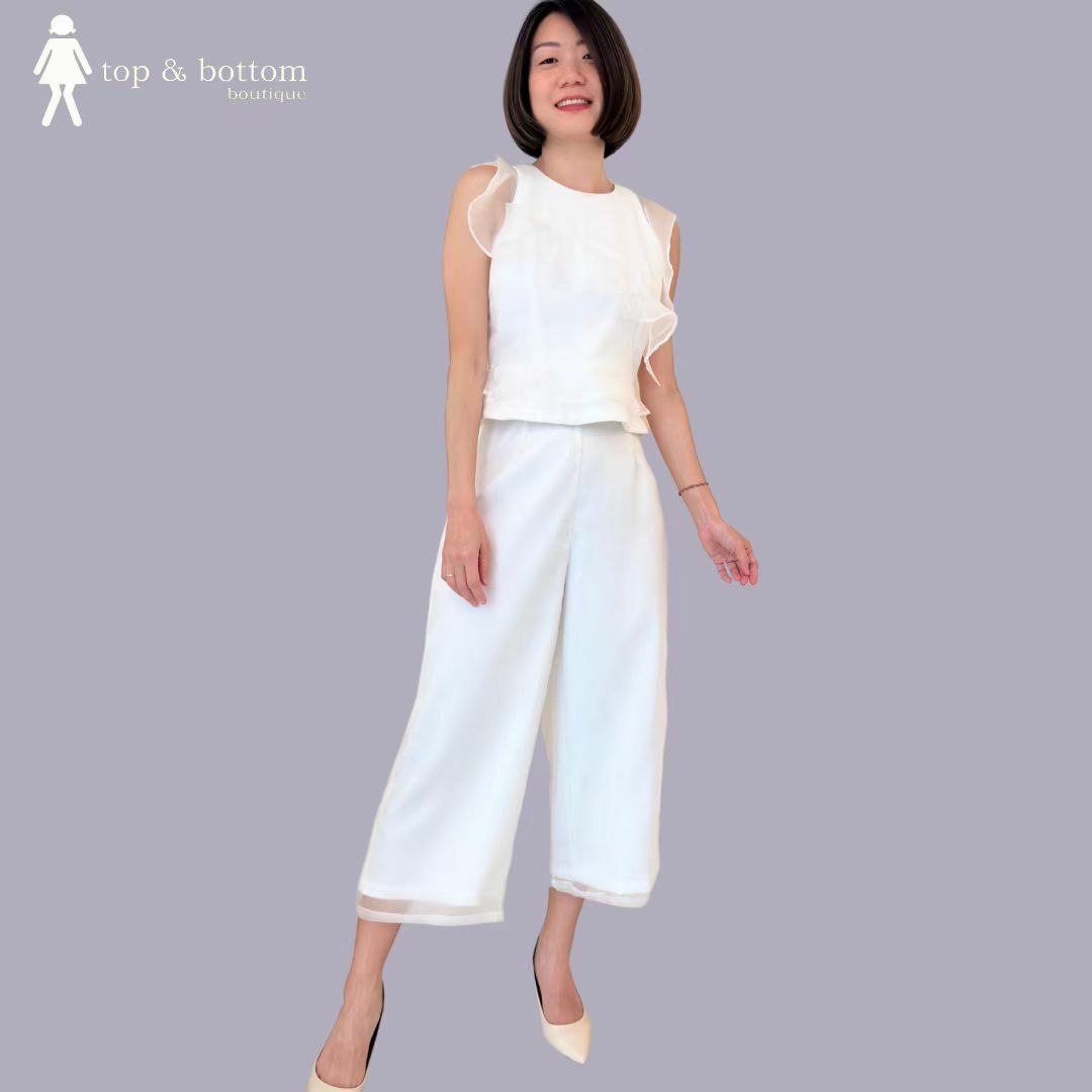 ORGANZA FRILLS CROP BLOUSE