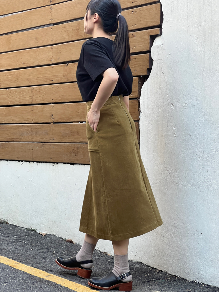 1111燈芯絨小A裙(芥黃)