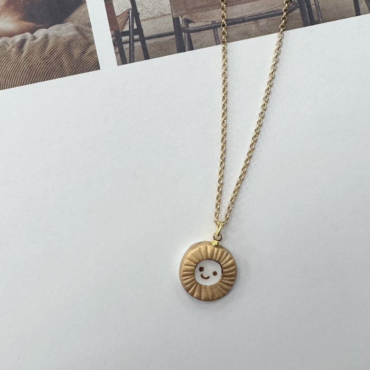 法國 Natacha Plano 手工彩繪小太陽 項鍊 金