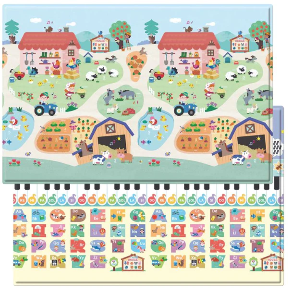 DWINGULER Korean Double-sided Sound Music Game Mat - Animal Farm (Large-2300x1400x15MM) Connect Dot Reading Pen