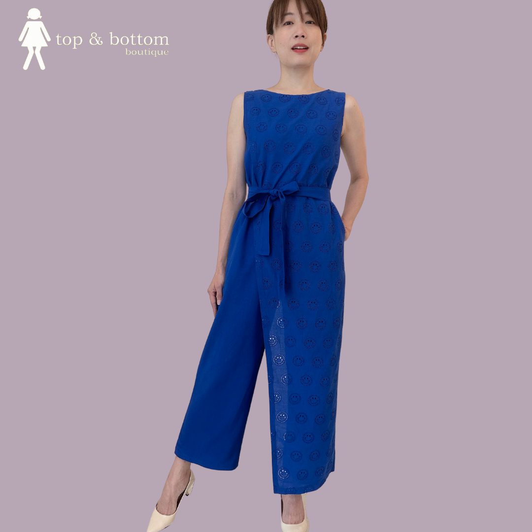 COTTON LACE LAYERED FRONT LONG JUMPSUIT