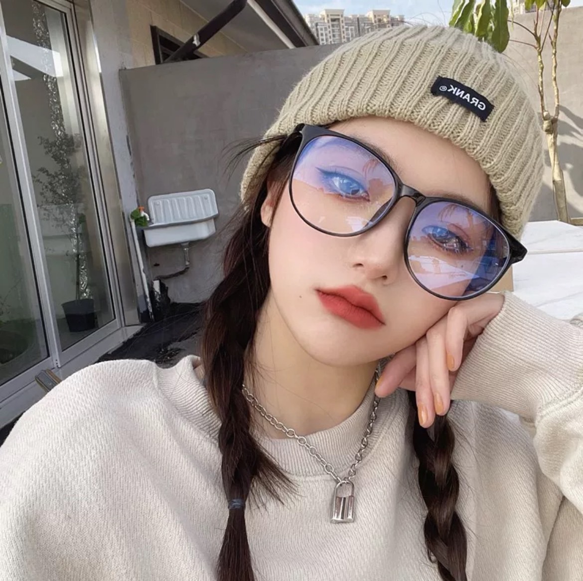 S07216大圓框小臉鏡框/三色