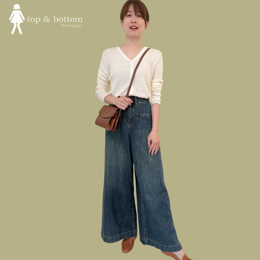 DENIM POCKET WIDE LEG PANT