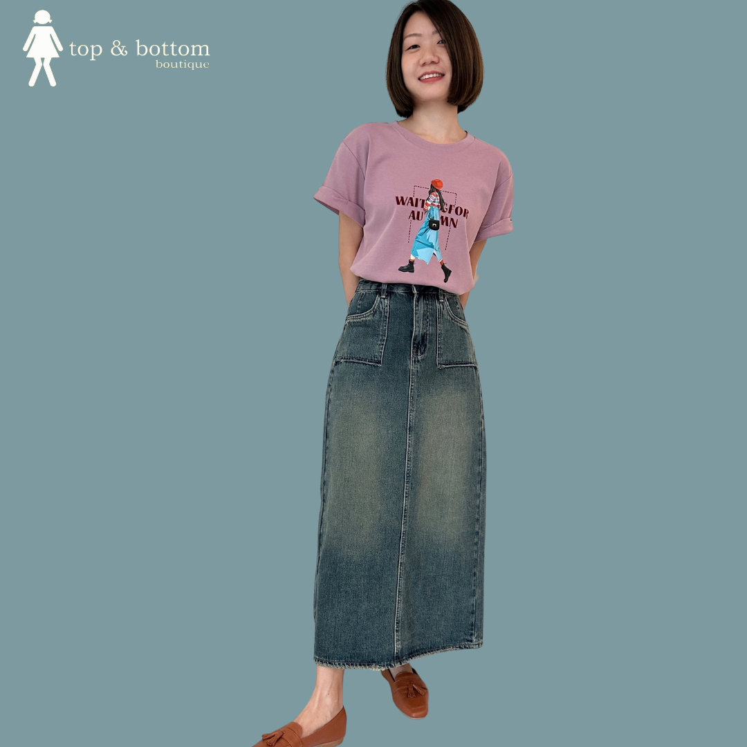 VINTAGE DENIM PENCIL SKIRT