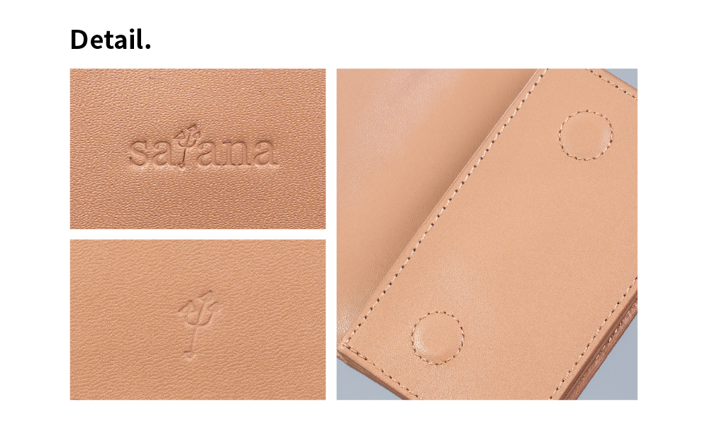satana Leather 簡約名片卡夾 裸茶色 SLG0670-422 細節特寫照