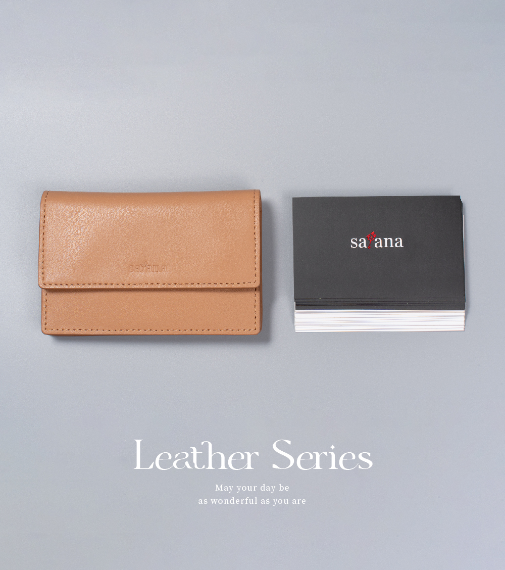 satana Leather 簡約名片卡夾 裸茶色 SLG0670-422 商品照