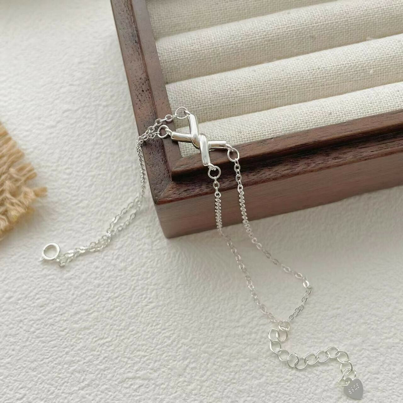 K52交響．素面雙層交叉純銀手鍊