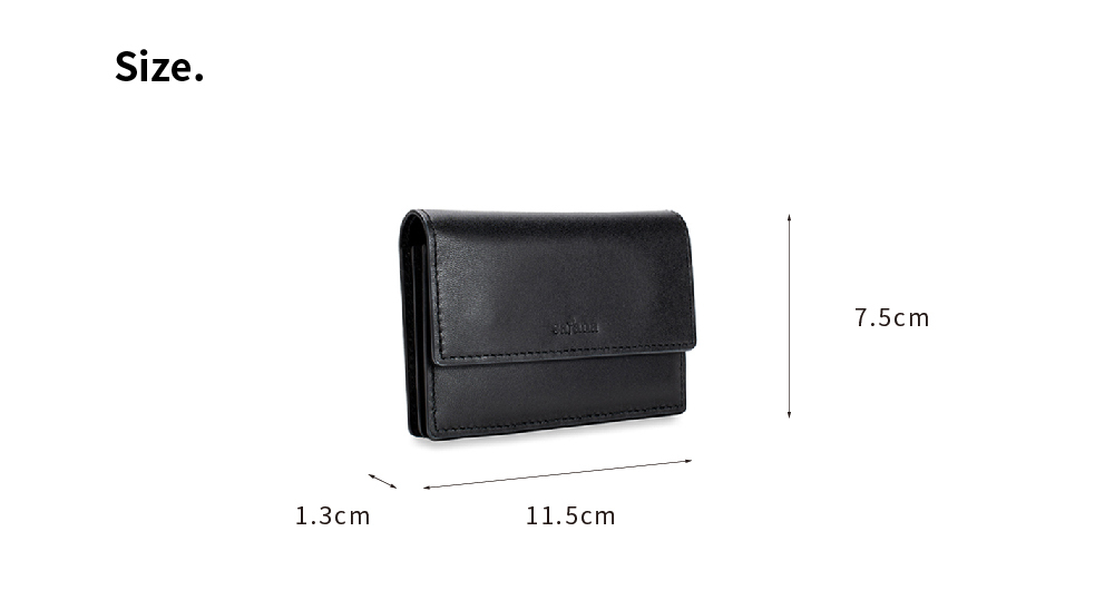 satana Leather 簡約名片卡夾 黑色 SLG0670-701 尺寸