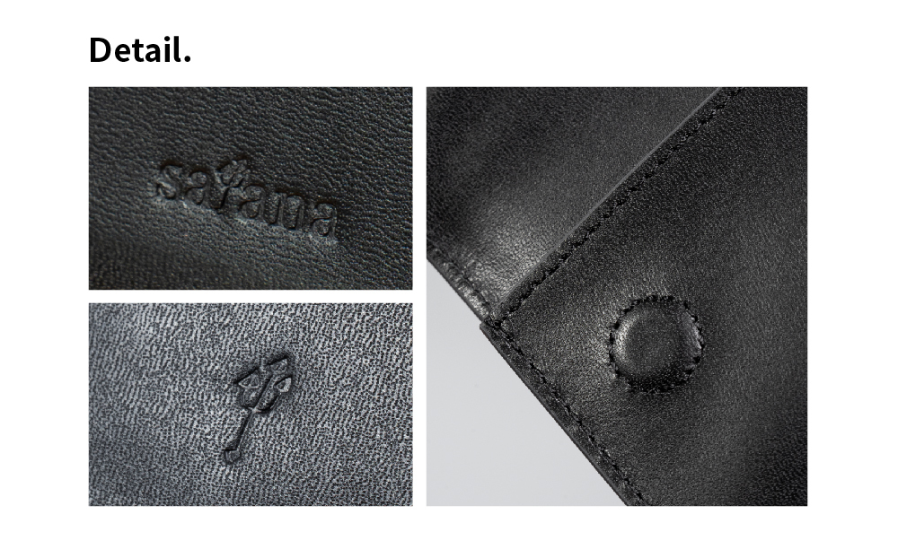 satana Leather 簡約名片卡夾 黑色 SLG0670-701 細節特寫照