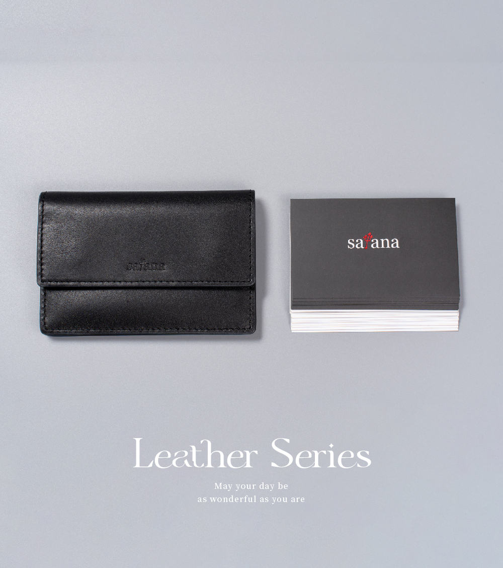 satana Leather 簡約名片卡夾 黑色 SLG0670-701 商品照