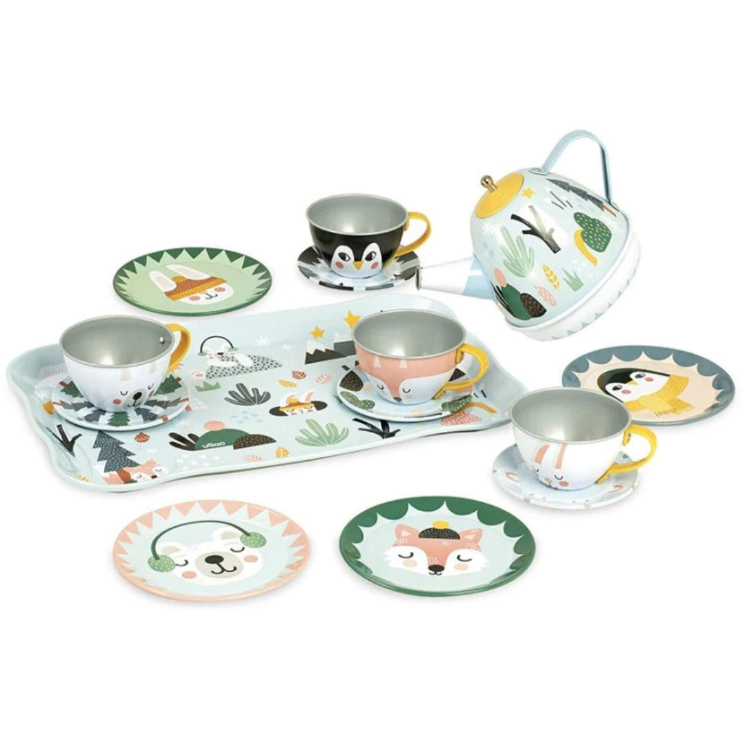 Vilac Carlslund Ice Musical Tin Tea Set