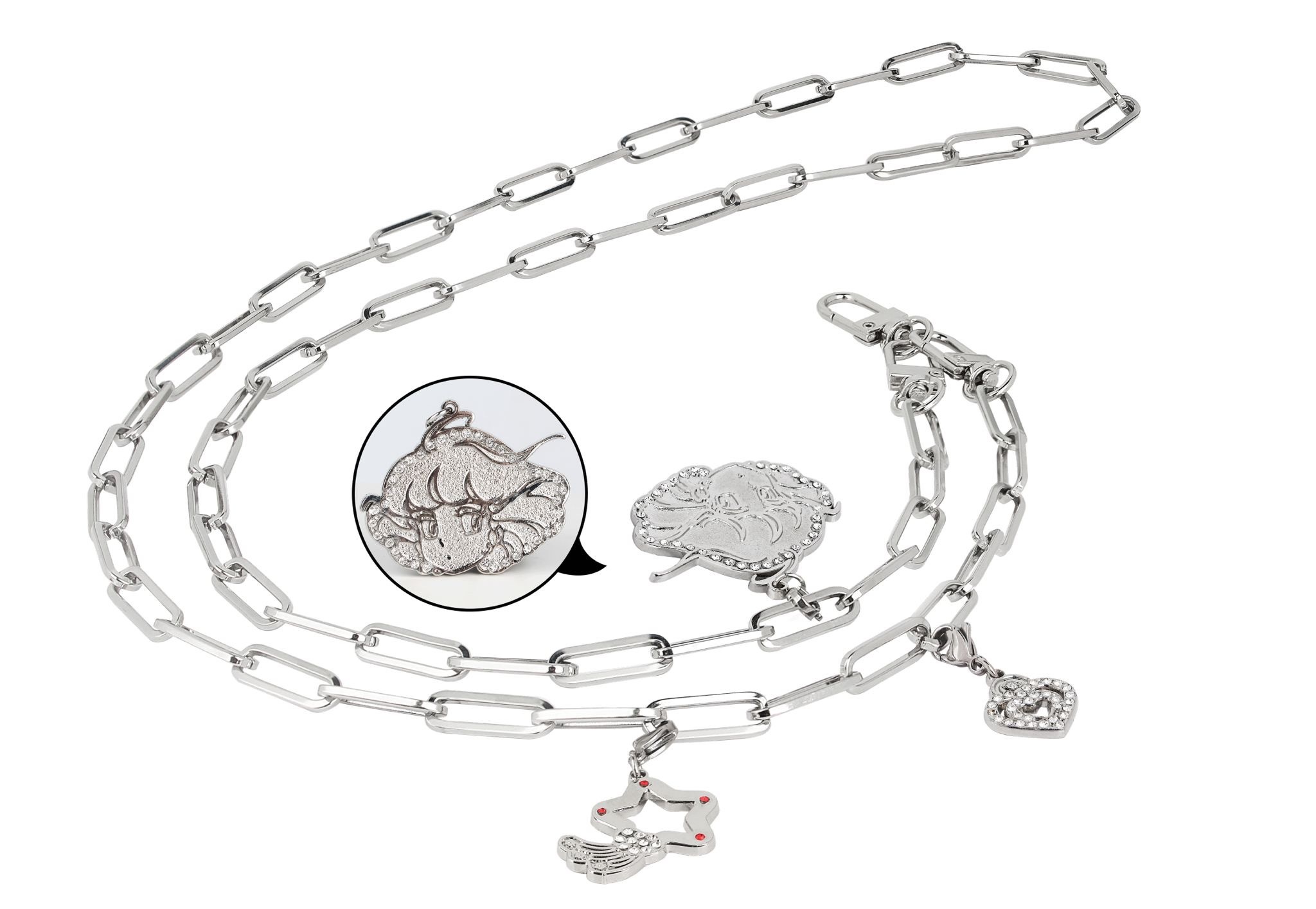 小忌廉吊飾電話背帶（銀色）