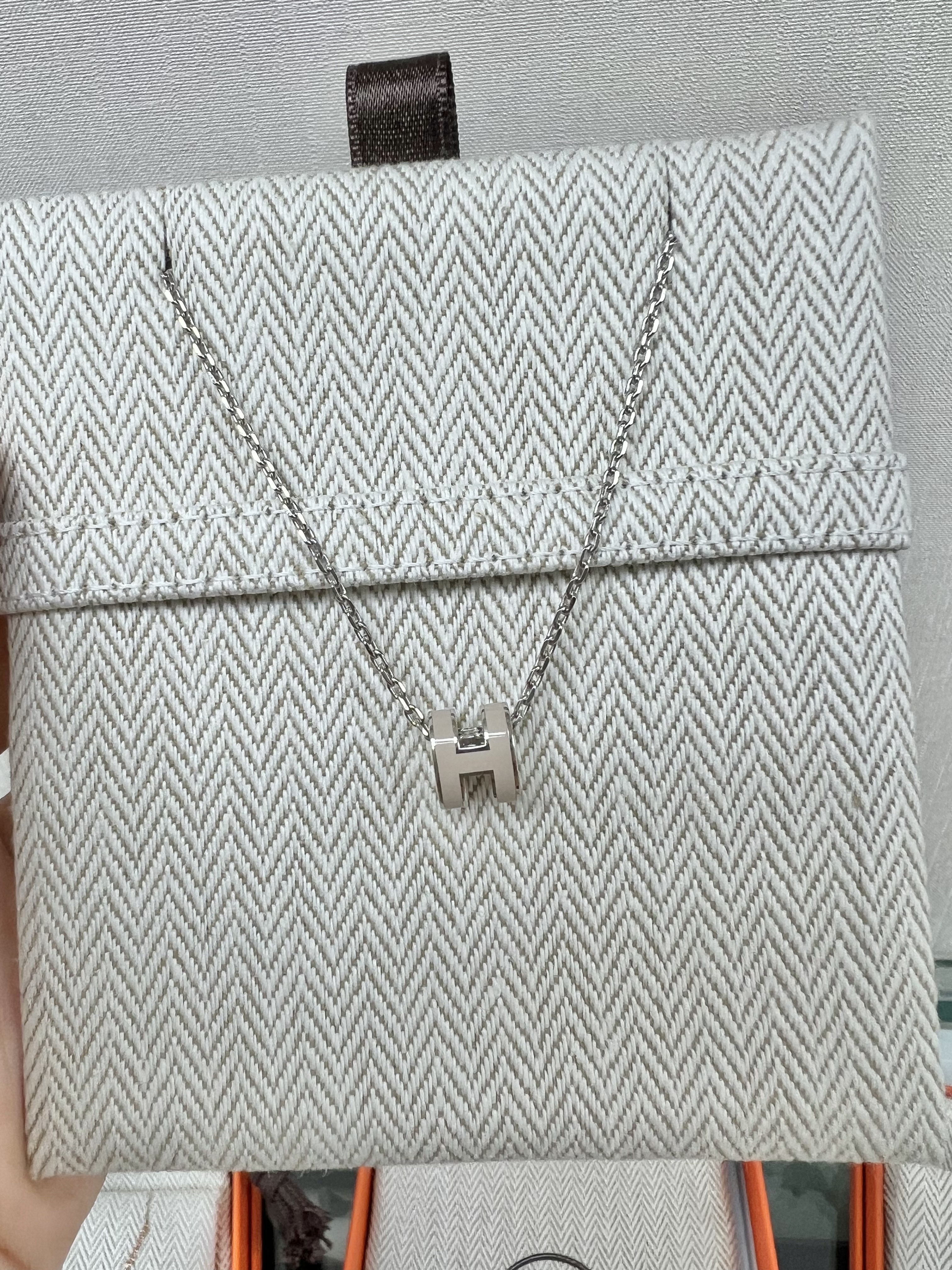*Unused* Hermes mini pop h necklace (marron glace/ PHW)