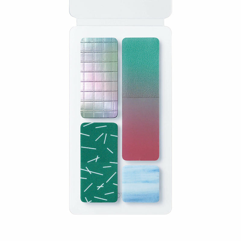 森林綠 32枚條狀 COFFRET 調色盤薄膜燙金貼紙｜KING JIM