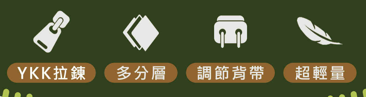 4大亮點快速介紹YKK拉鍊、內夾層多、輕量設計、調節背帶
