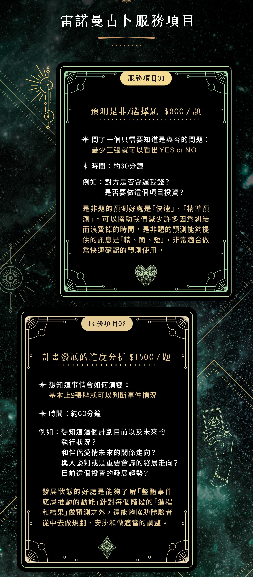 雷諾曼占卜服務項目預測是非/選擇題 計畫發展的進度分析 大藍圖分析