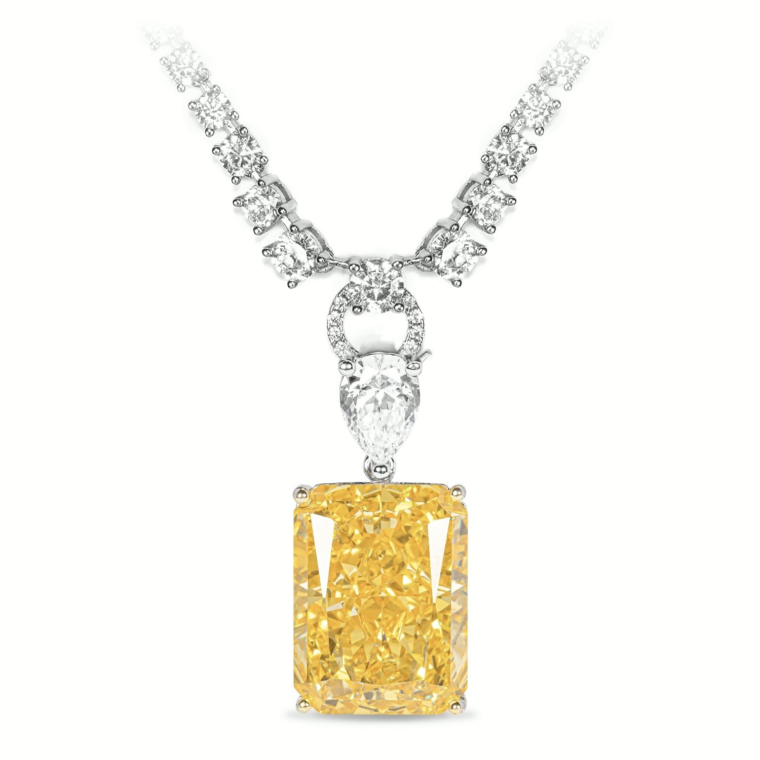 新款豔彩黃吊墜項鍊 925銀項鍊