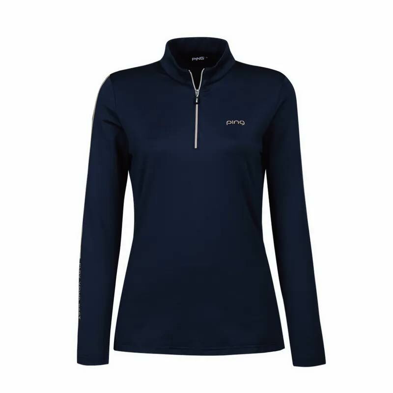 PING 美國 女 剪接立領薄長袖POLO衫(3色) 吸濕/排汗 12PI23292B