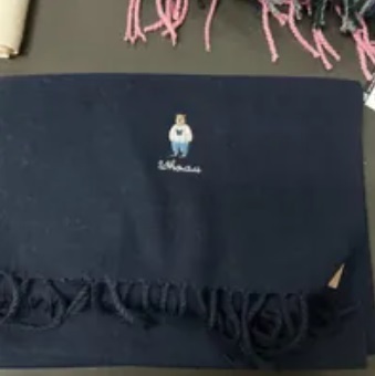 [S] WHO.A.U SCARF LOGO BEAR,NAVY, WHAMD4T01A-00-NAVY (SWAU254)