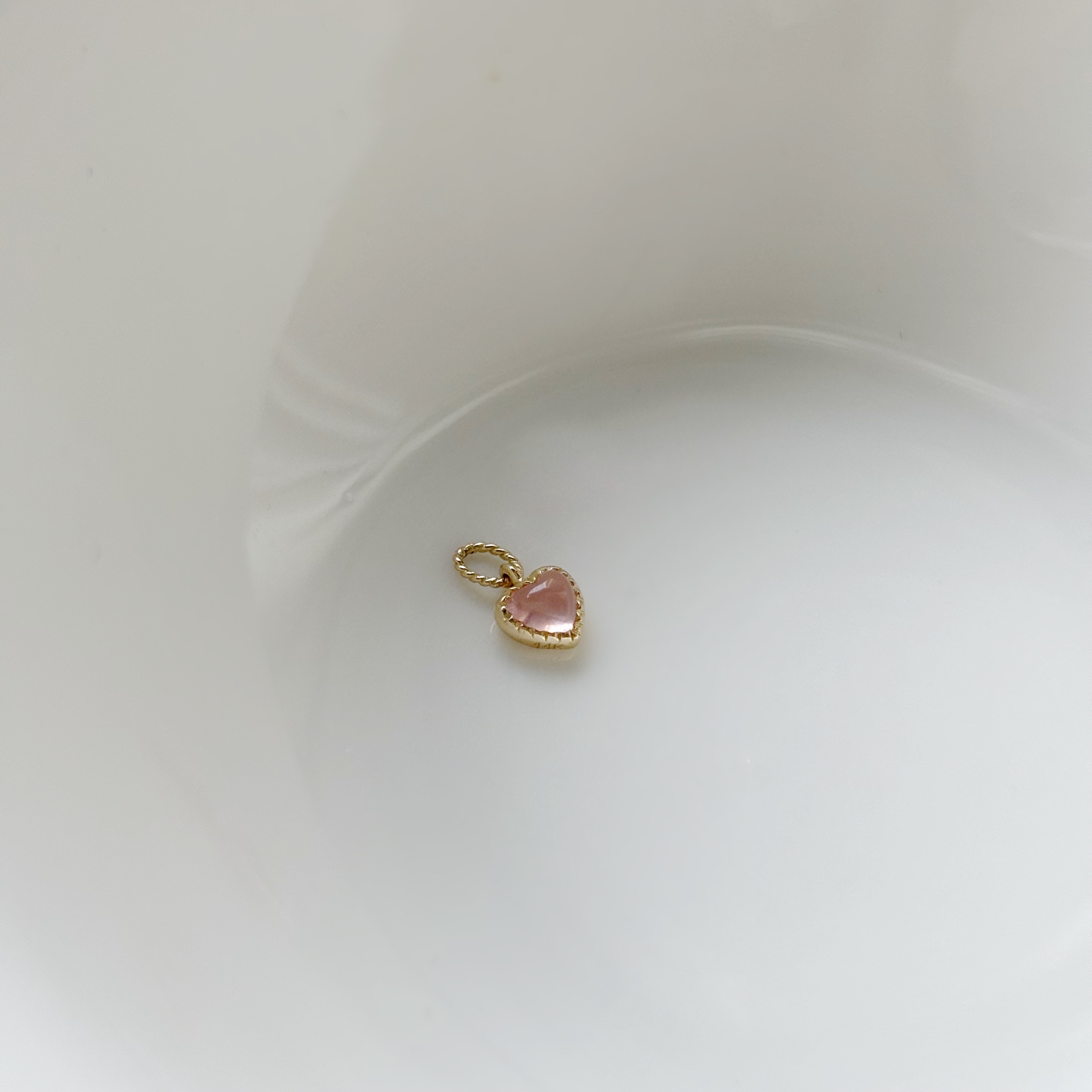 14k QQ heart粉晶耳墜