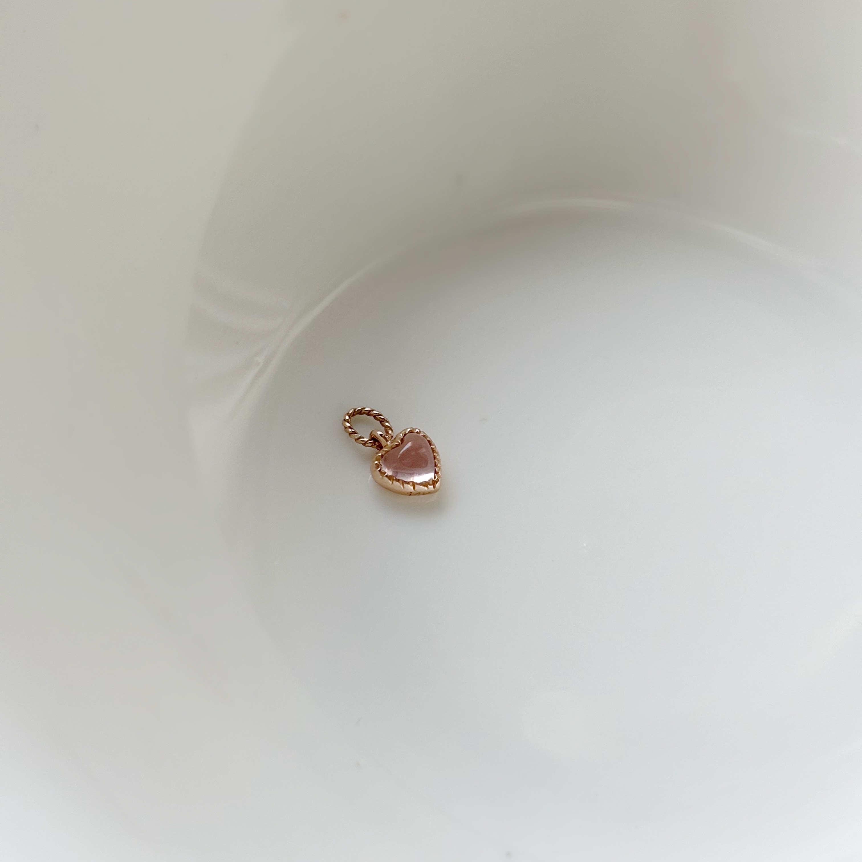 14k QQ heart粉晶耳墜