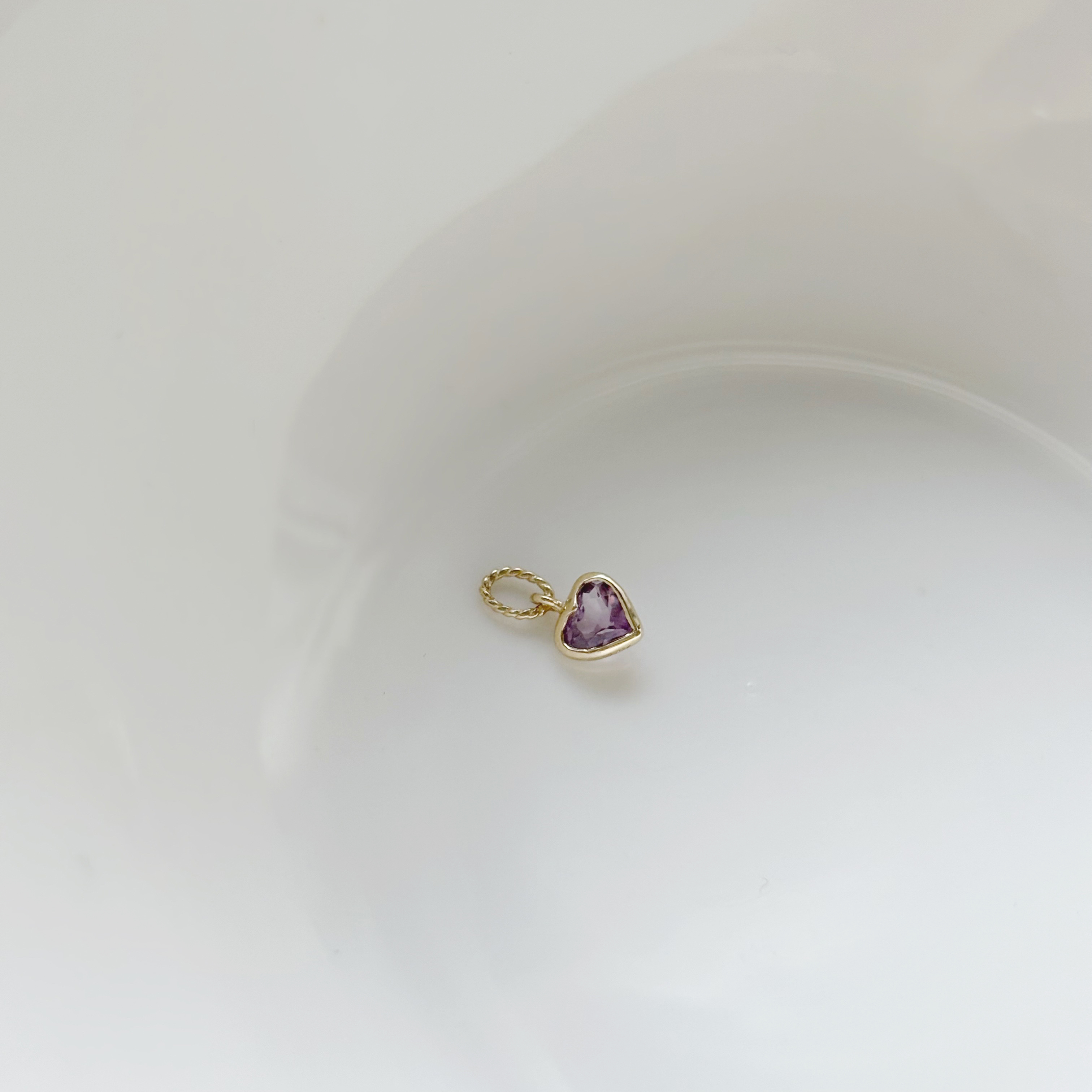 14k鑽面愛心紫水晶耳墜