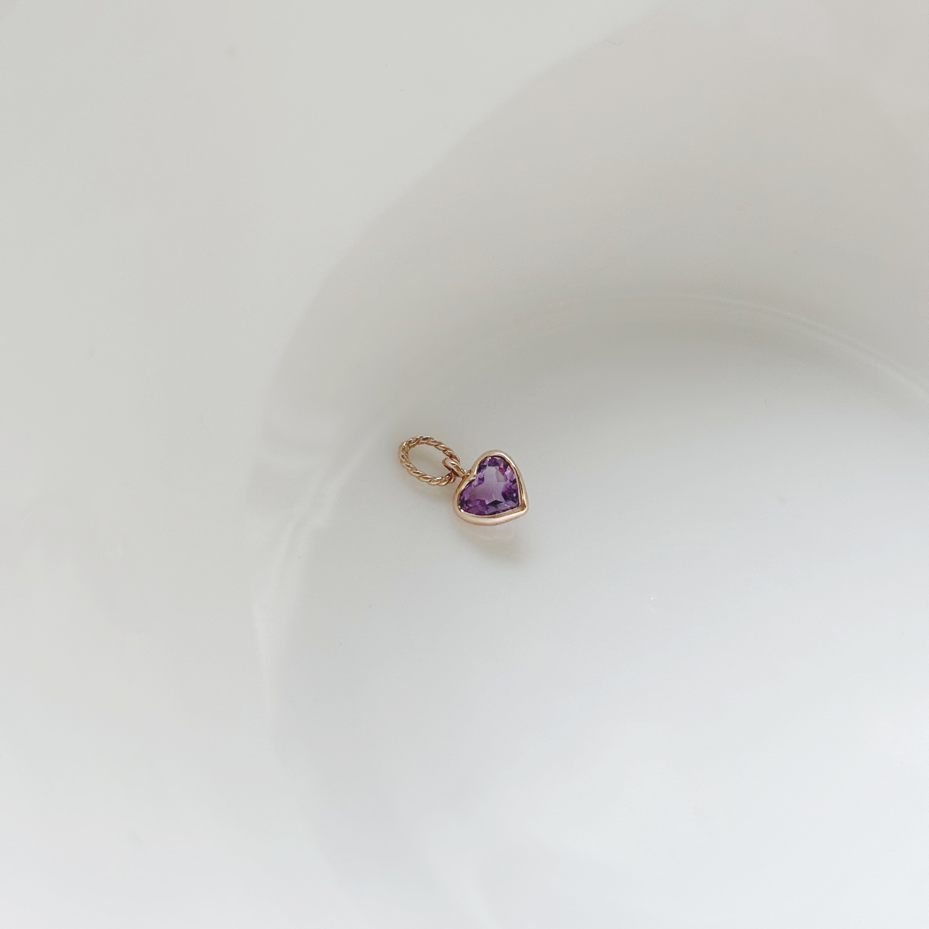 14k鑽面愛心紫水晶耳墜