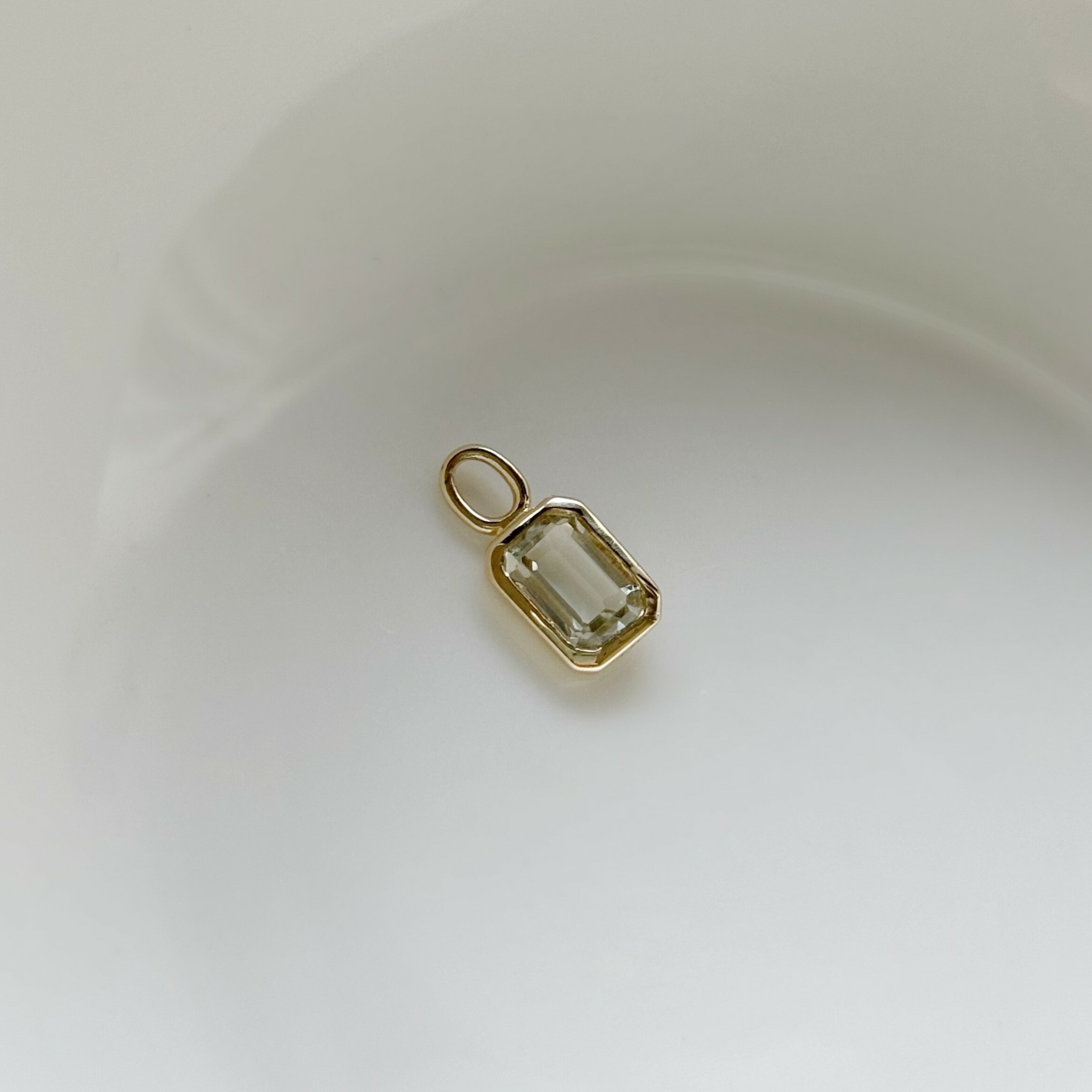 14k Emerald cut綠色紫水晶耳墜