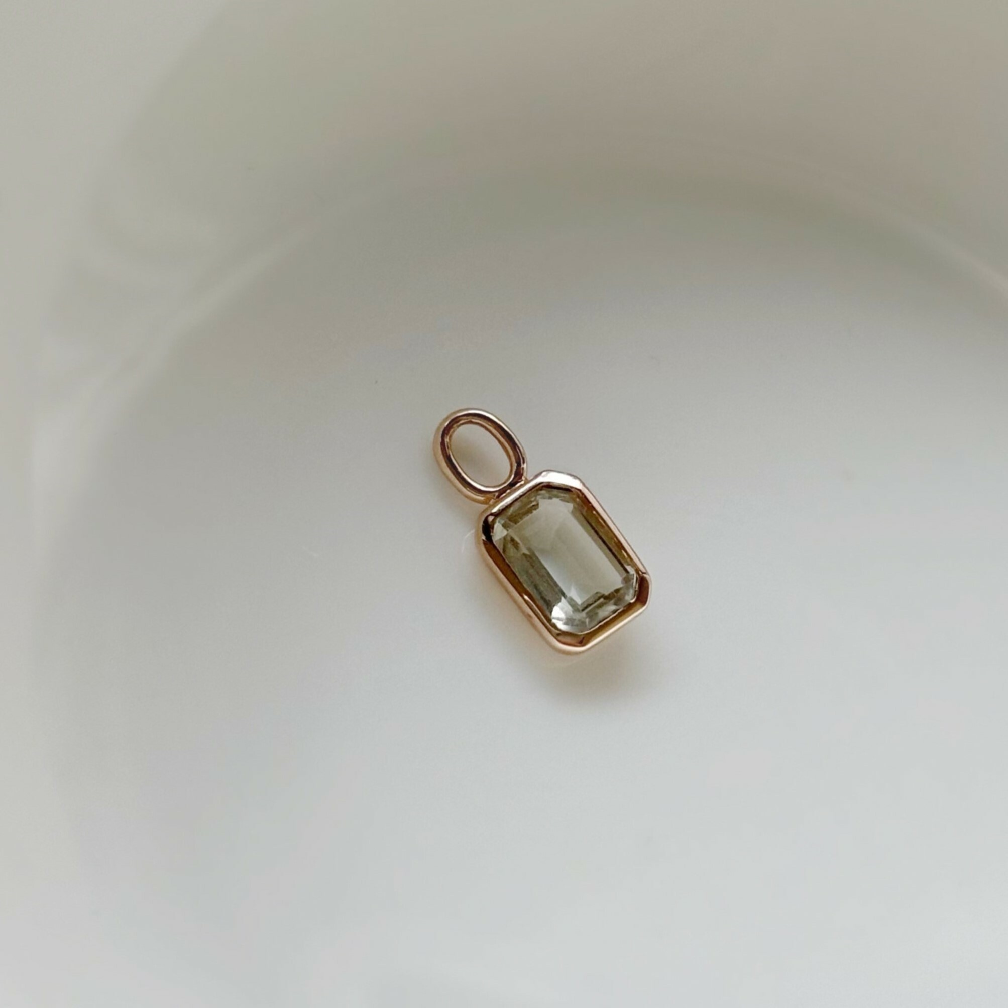 14k Emerald cut綠色紫水晶耳墜