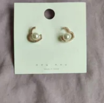 [S] NYU.NYU BLING HEART WITH PEARL EARRING, ROSEGOLD, SNN267 (SNN267)