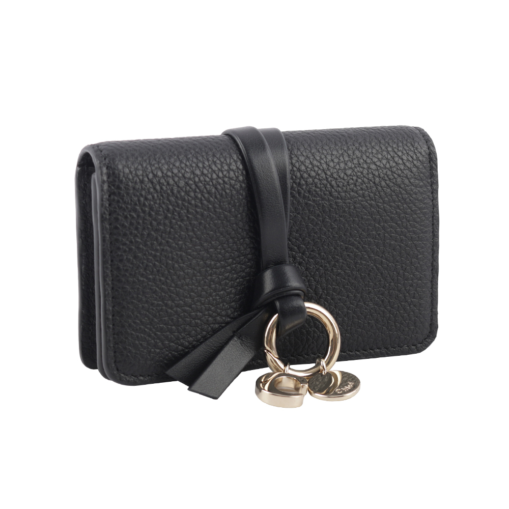 【CHLOE'】Alphabet C Logo 牛皮對開釦式卡片/名片夾(黑色) CHC21WP015F57 001