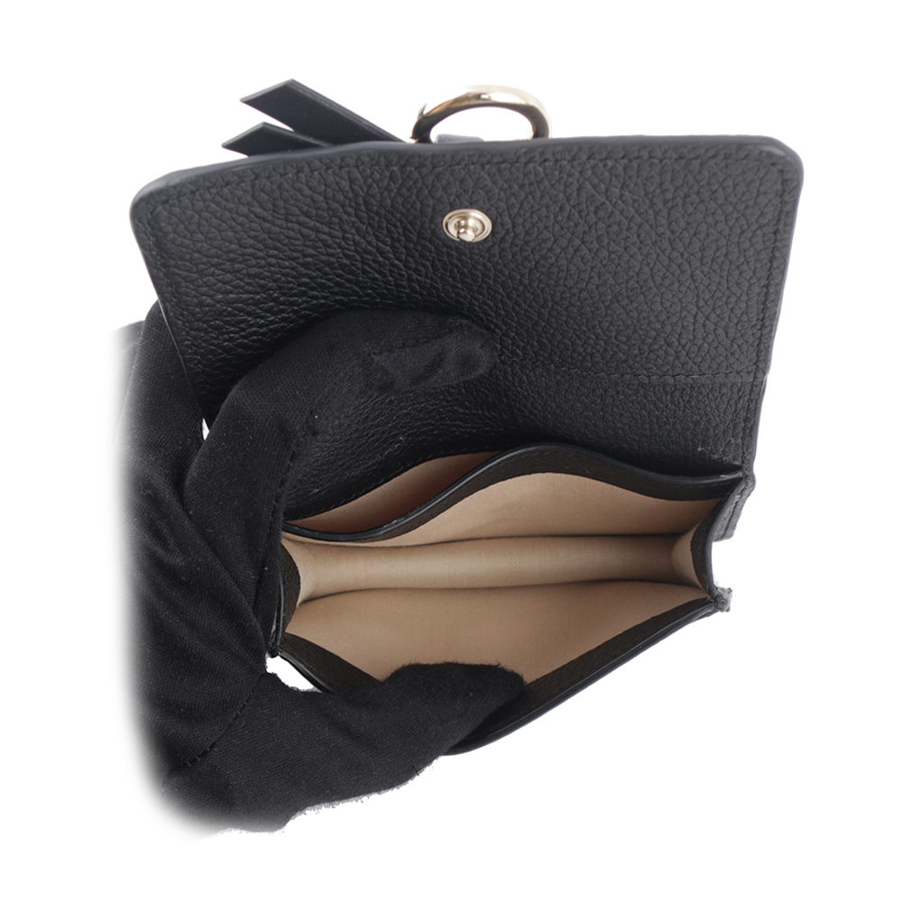 【CHLOE'】Alphabet C Logo 牛皮對開釦式卡片/名片夾(黑色) CHC21WP015F57 001