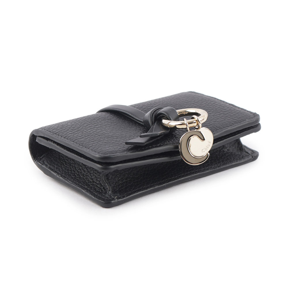 【CHLOE'】Alphabet C Logo 牛皮對開釦式卡片/名片夾(黑色) CHC21WP015F57 001