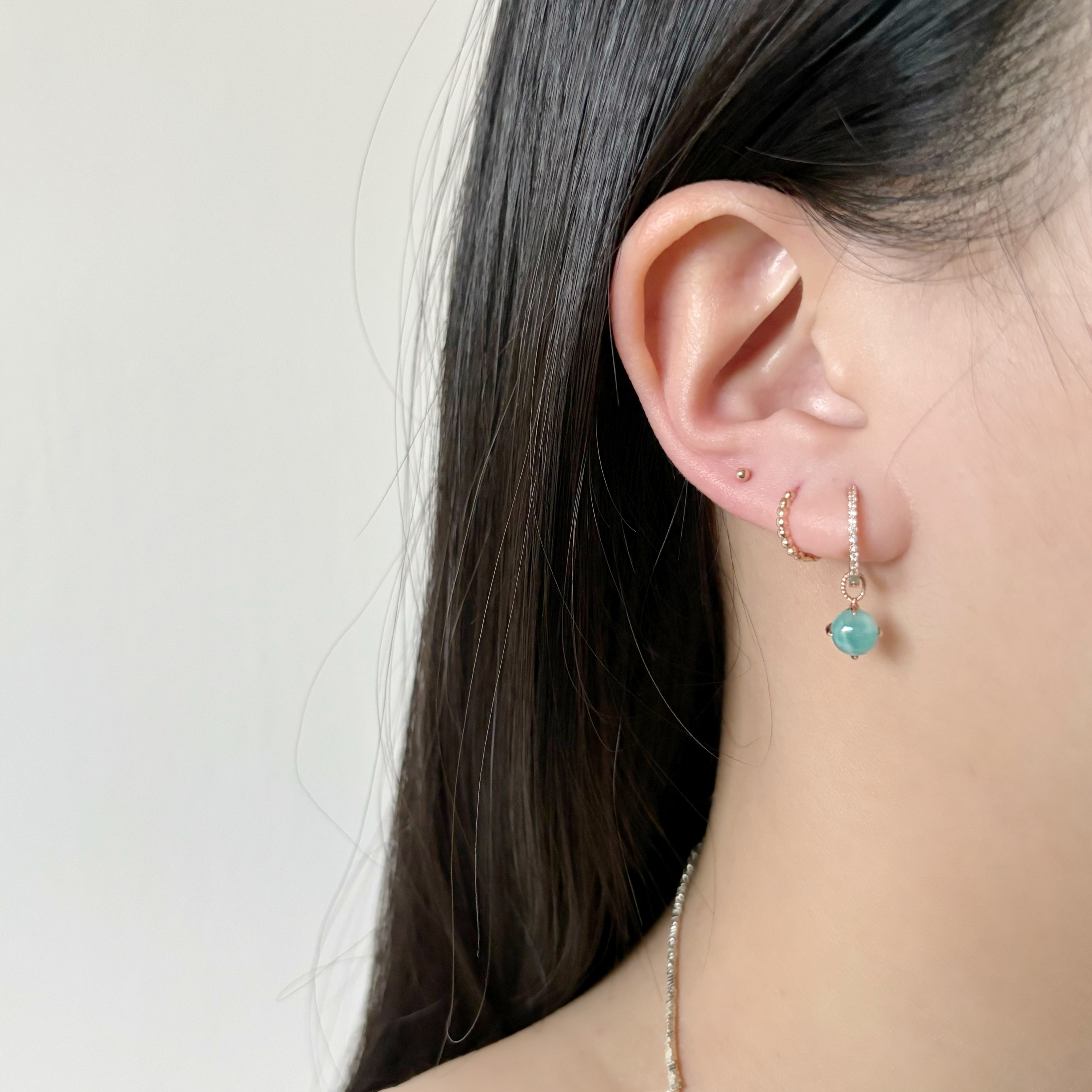 14k頂級爪鑲天河石耳墜