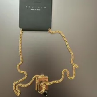 [S] NYU.NYU HEART TAG CHAIN NECKLACE, GOLD, SNN271 (SNN271)