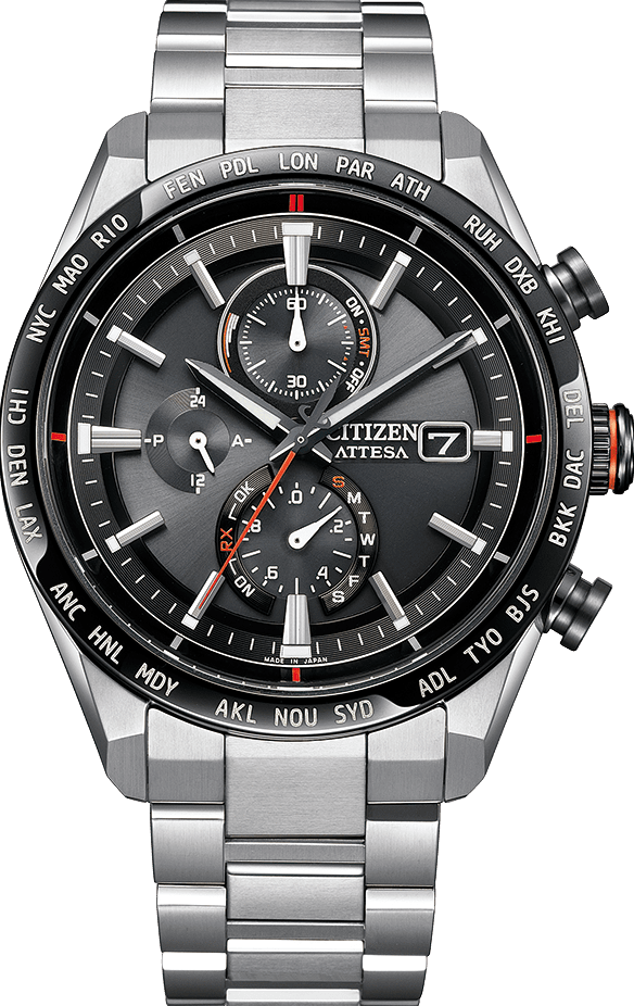 萬年鐘錶 - Citizen 星辰錶   ATTESA系列  黑面盤鈦金屬電波對時男錶 AT8189-61E  錶徑42MM