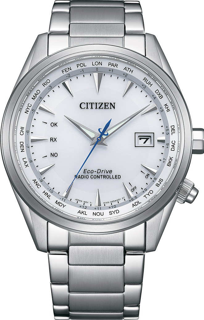 萬年鐘錶 - Citizen 星辰錶  經典白面盤高雅不鏽鋼電波對時男錶  CB0270-87A 錶徑43MM