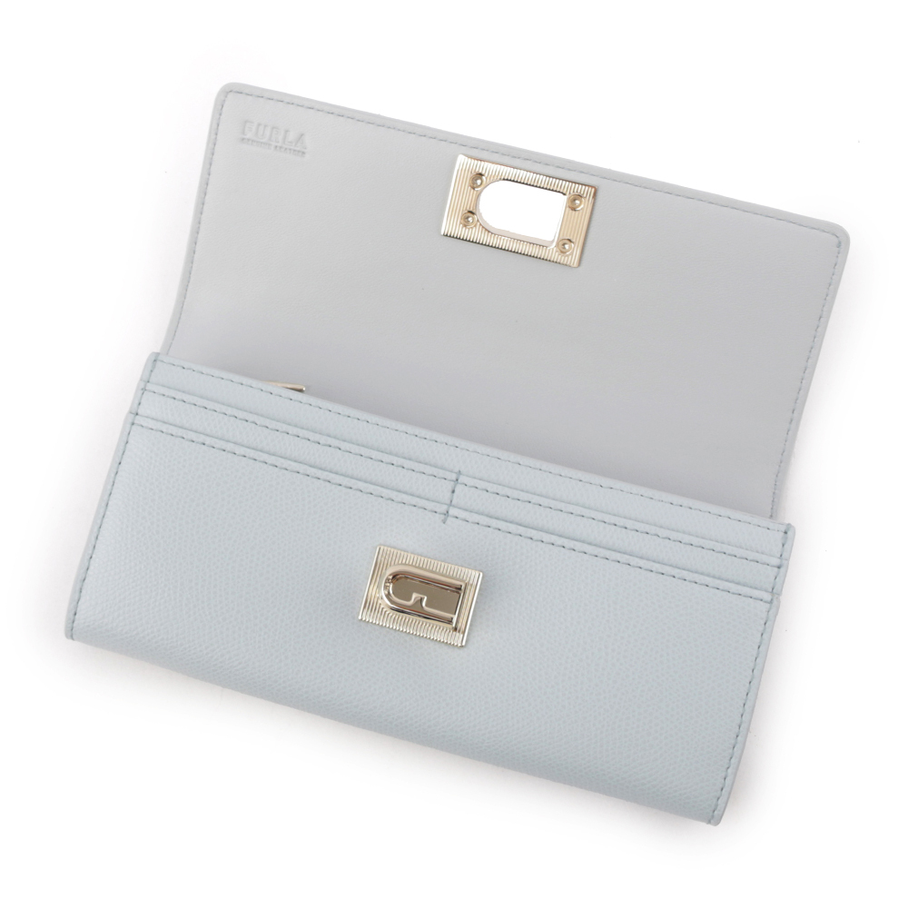 【FURLA】1927 系列轉釦翻蓋二折長夾(淺藍色) PCV0ACO ARE000 AR300