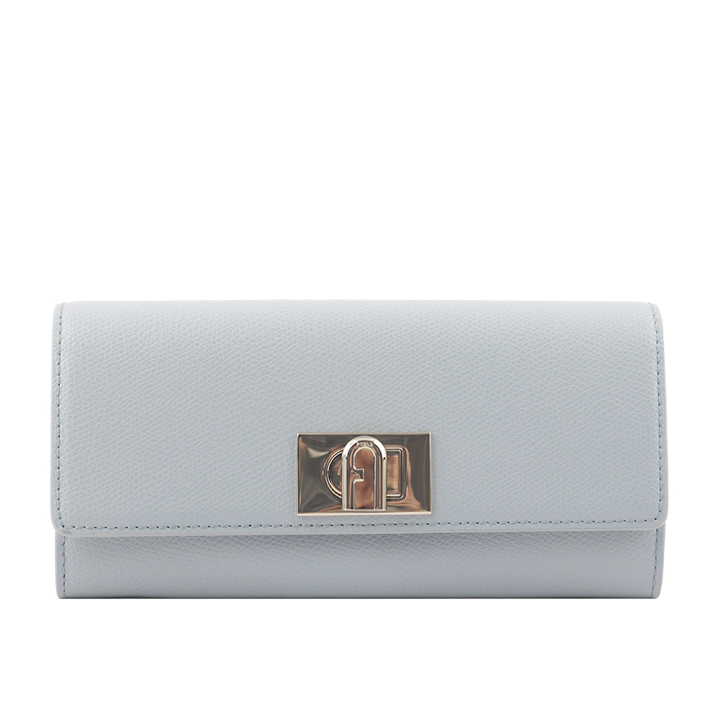 【FURLA】1927 系列轉釦翻蓋二折長夾(淺藍色) PCV0ACO ARE000 AR300