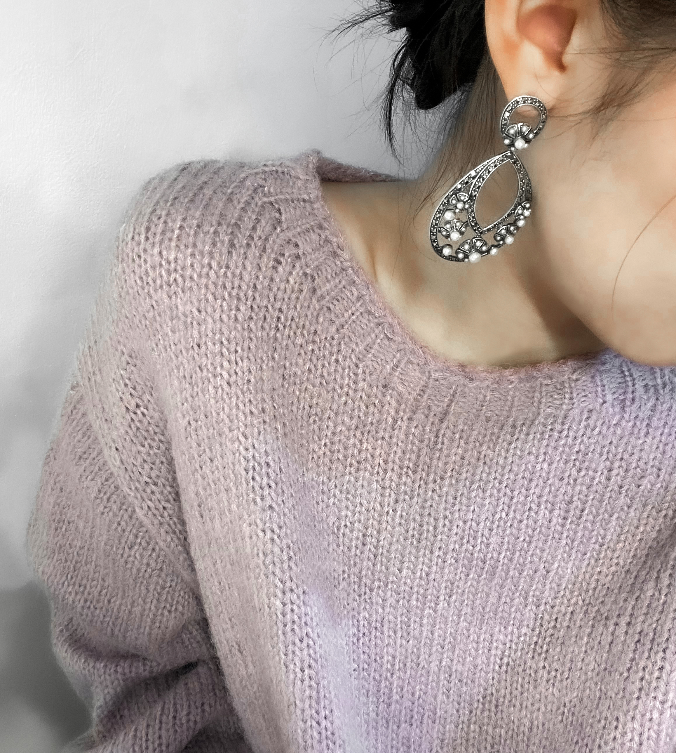 水滴米珠大耳環