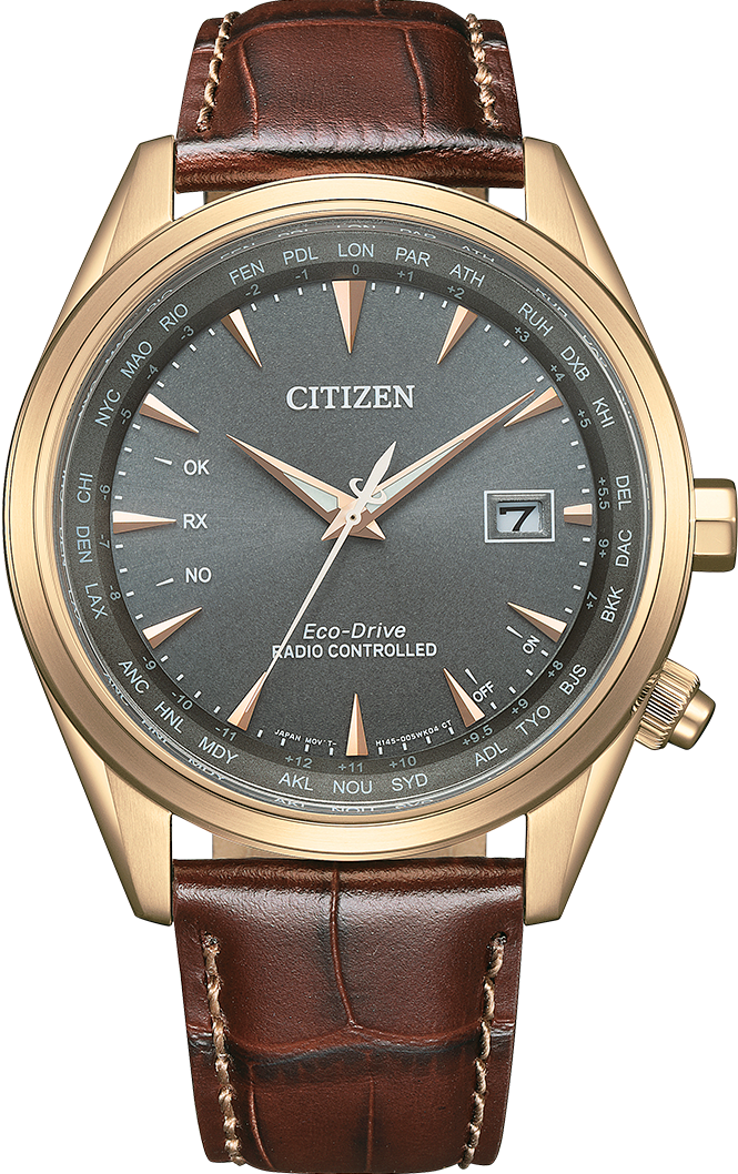 萬年鐘錶 - Citizen 星辰錶  經典素面高雅皮革電波對時男錶 CB0273-11H  錶徑43MM