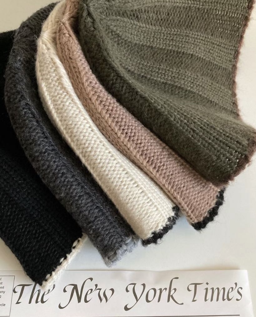 黑色現貨 針織拼邊冷帽