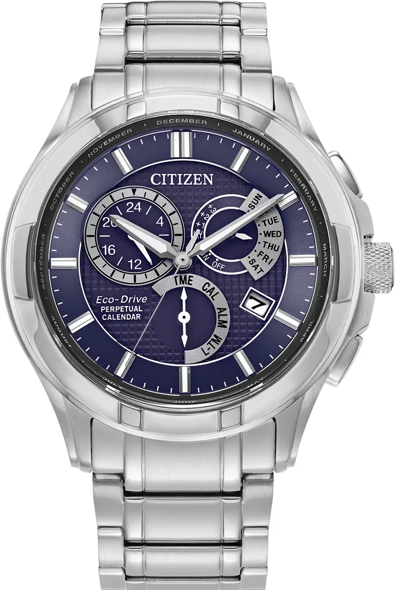 萬年鐘錶 - Citizen 星辰錶    光動能系列  藍色面盤多功能萬年曆男錶  BL8160-58L  錶徑42MM
