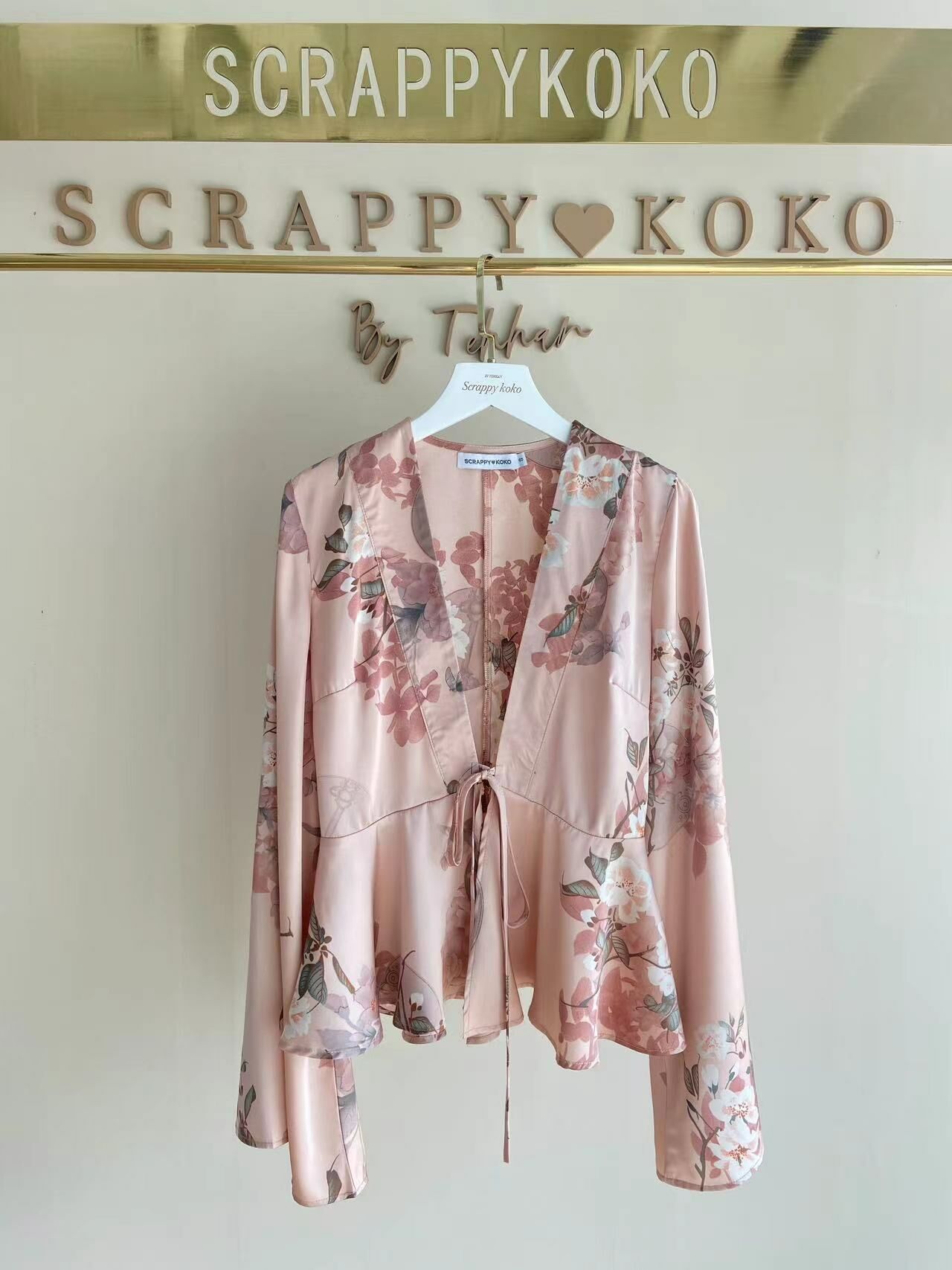 Fallin' Flower 長袖綁帶印花上衣