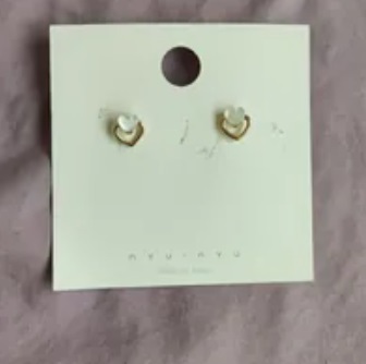 [S] NYU.NYU DOUBLE HEART GEM EARRING, GOLD, SNN283 (SNN283)